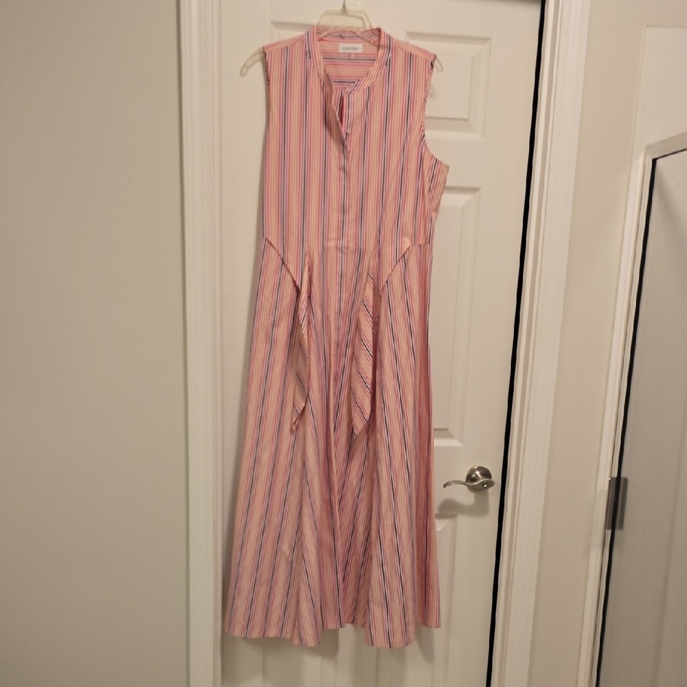 Calvin Klein Pink Striped Maxi Dress